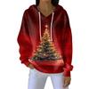 Women's Loose Comfortable Casual Fashion V-Neck Christmas Print Long Sleeve Hoodie