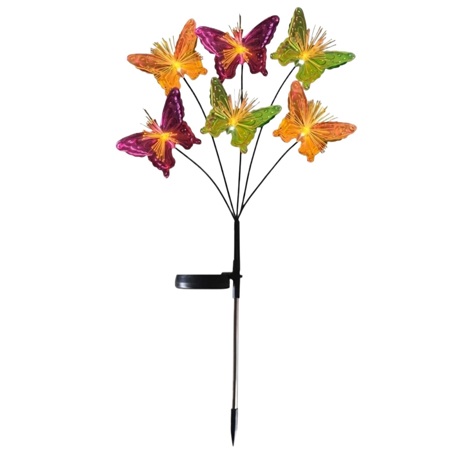 

Solar Powered Garden Light Outdoor Decorative Butterfly Stake Lamp for Yard Lawn Patio Landscape Lighting with Solar Panel and Stake one size
