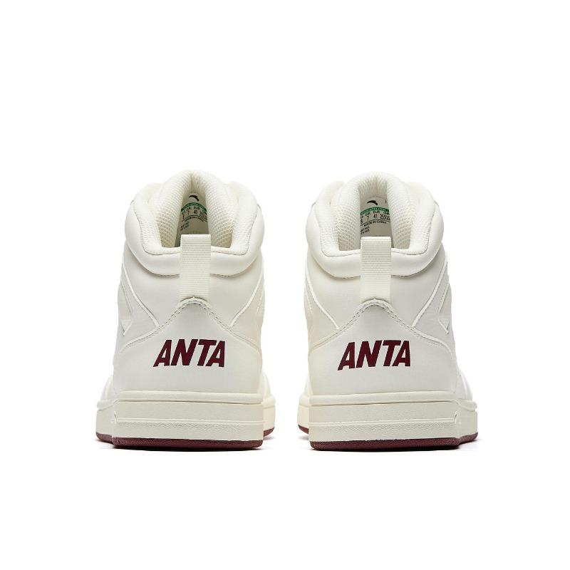 Anta Men Original 2 Retro High Top Heightening Skate Shoes White Red 912548011-2