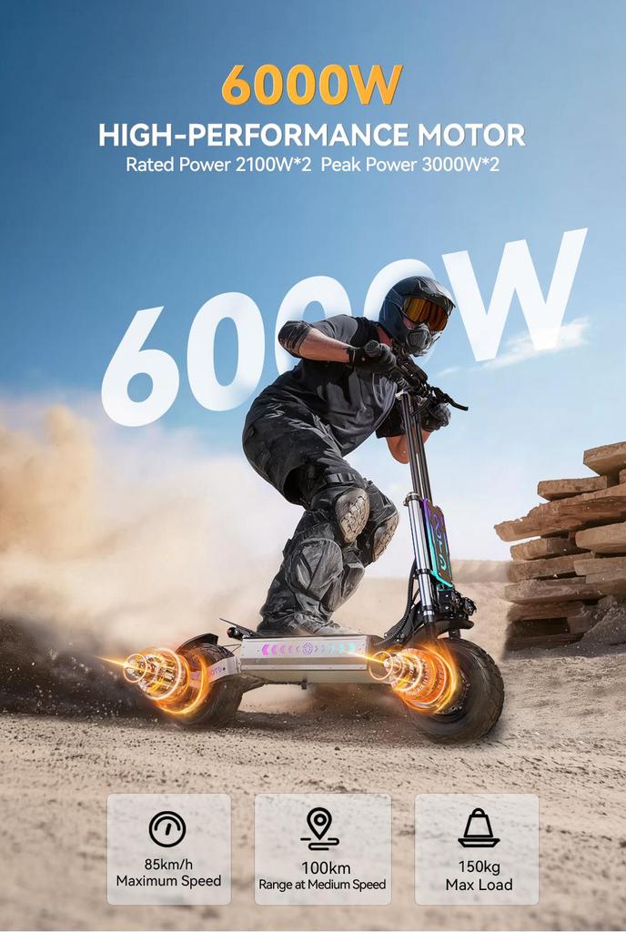 OOTD T90 4200W Off-road Scooter, 85 Km/h, 31.2 Ah Battery, 100 Km Range, Hydraulic Brakes, Suitable for Adults