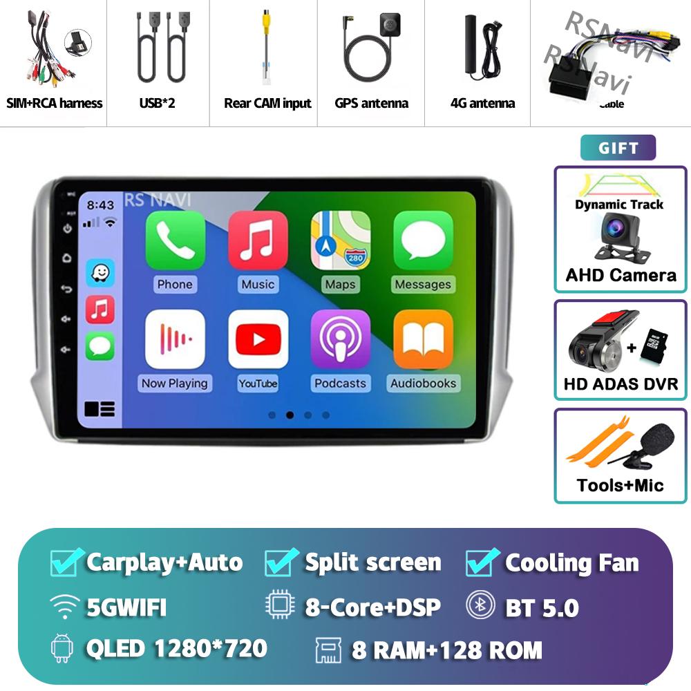 Android 14 Carplay Car Radio For Peugeot 2008 2013 - 2020 Multimedia Video Player Navigation GPS Stereo 360 Camera Head Unit DSP