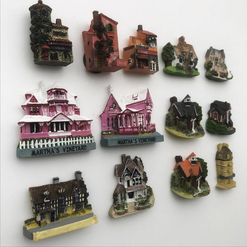 European Countries Villa Fridge Magnets Message Board Magnetic Stickers CHildren Gifts Home Decoration Fridge Stickers