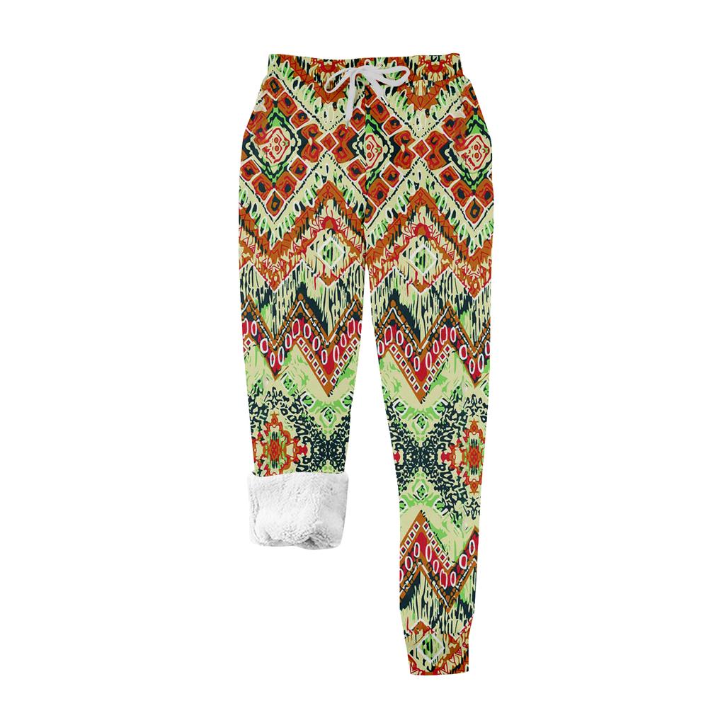 Women's Casual Fashion Home Christmas Print Plush Sweatpants