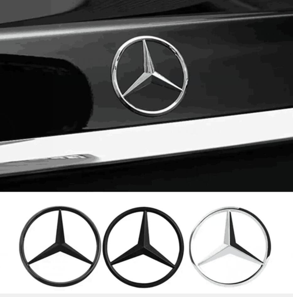 Zrvmt3 2025 Hot 90mm ABS Chrome Black Logo Mercedes Emblem Rear Star Badge For Mercedes Benz W203 W206 W212 X253 W167 W166 W247 C E GLA