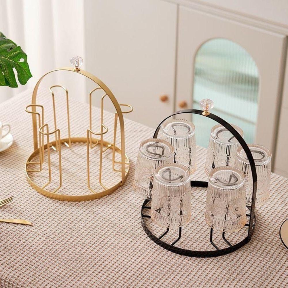 Iron Water Cup Drying Rack Gold/Black Glass Cup Drain Holder Durable Tea Cup Holder for Home