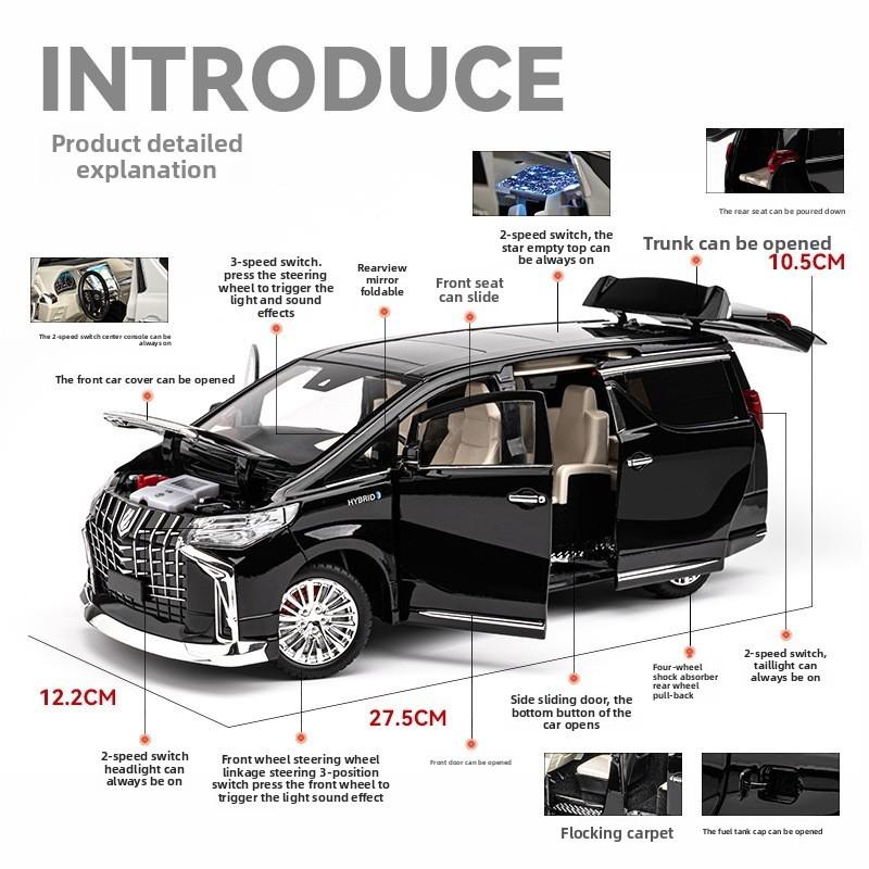 Toyota Alphard Car Model Alloy Toy Car With Sound Light For Kids Playroom