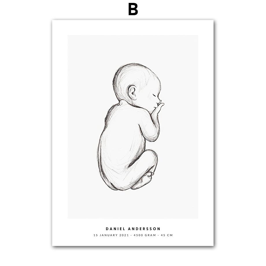 Nowe odciski stóp dziecka data urodzenia Baba Mama dostosowane obraz ścienny na płótnie Nodic plakaty i druki obrazy do dekoracji pokoju dziecięcego