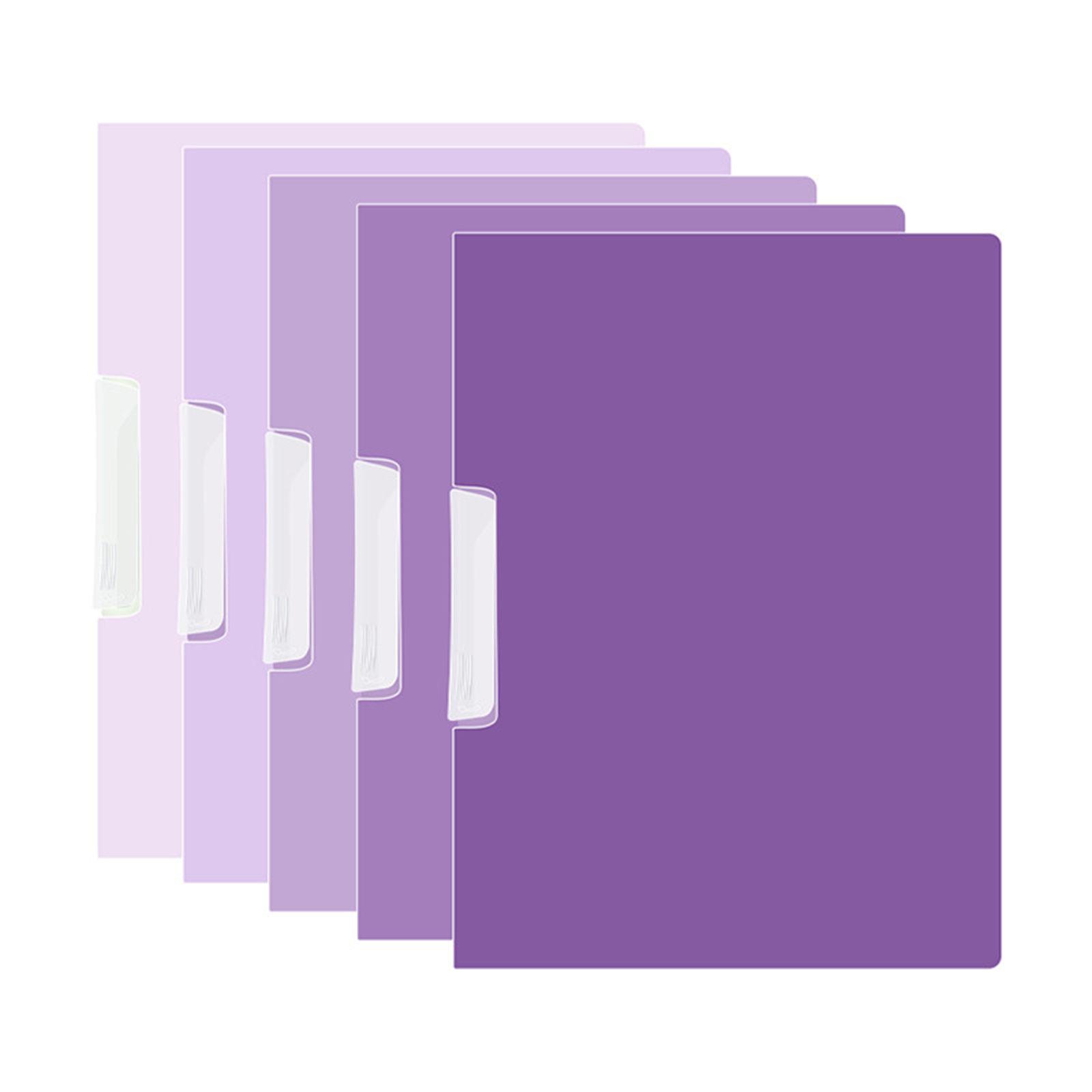 5 шт. Пластиковые защитные бумажные папки-органайзеры с боковым отверстием, вместимостью 50 листов, набор обложек для отчетов фиолетовый