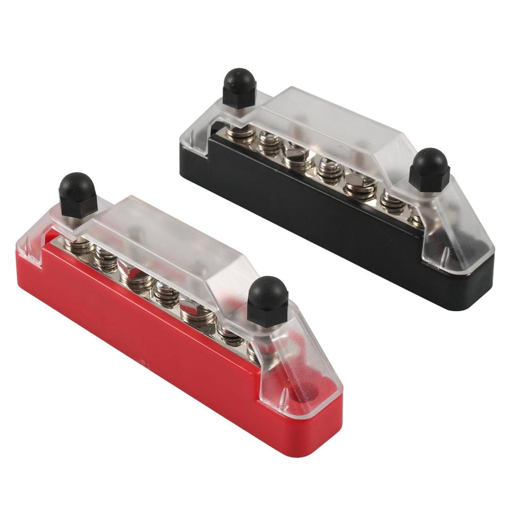 2 Pieces Ground Power Distribution Block Bus Bar 4x M6 Posts 3x M4 Terminal Screws for Boat Marine RV