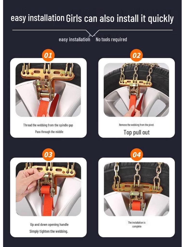 Lynk & Co 06 Anti-Skid Snow Chains - No Jack Needed, Tire-Friendly, Ideal for Snow and Off-Road SUVs.