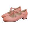 Retro Medium Thick Heel Women's Shoes Lightweight Mary Jane Shoes Cross Strap Square Toe Small Leather Shoes Shallow Mouth Casual Shoes