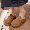 Baotou thick-soled Boken shoes, fluffy slippers for women's autumn and winter wear 2025 new ins trendy muffin with skirt flat bottom