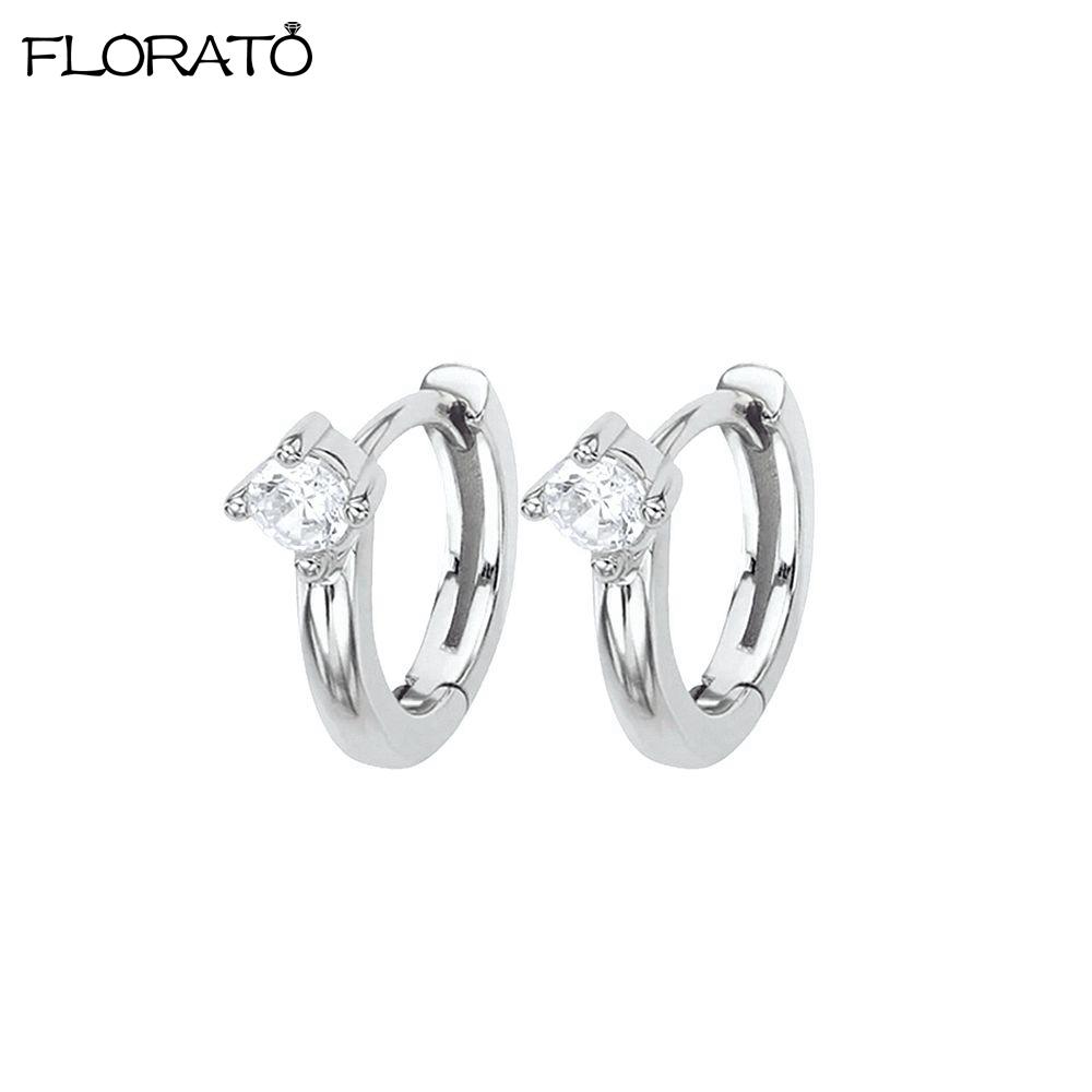 Ins Minimalism Round Zircon Earrings 925 Sterling Silver Needle Gold Color Small Hoop Earrings for Women Trend Piercing Jewelry