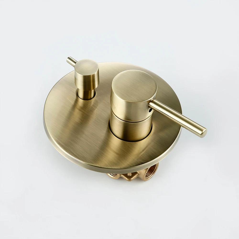 Black Gold chrome Round Solid Brass Concealed 2 Way Diverter Shower Valve Mixer Water Tap Bathroom Accessories Water Faucets