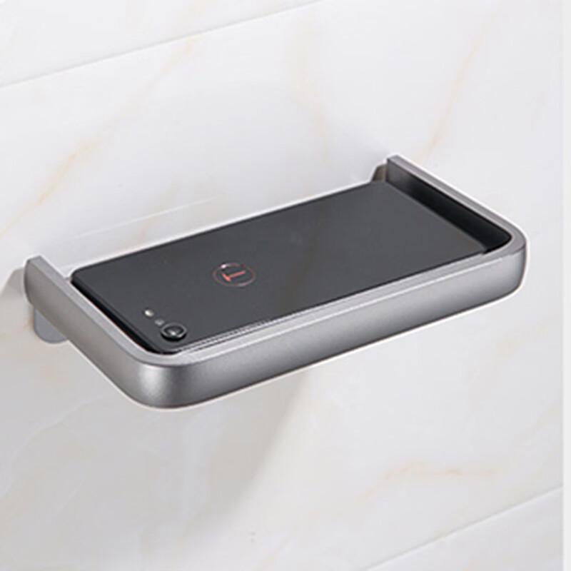 Adhesive Wall-Mounted Bathroom Storage Shelf with Phone Holder