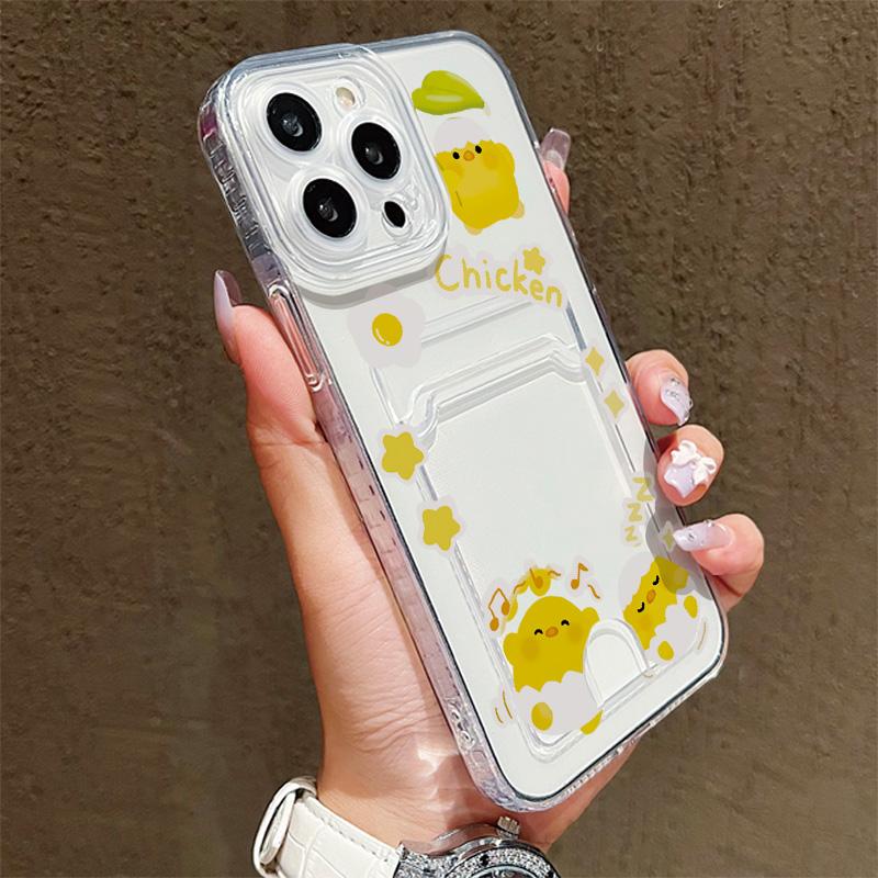 Card Slot Holder Silicone Wallet Pocket Case For iPhone 14 16 17 Xiaomi Redmi Note 13 Reno 12F 13F Samsung S23 S24 S25 Ultra Cover Clear Phone Bumper