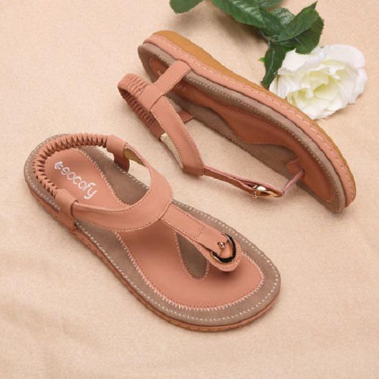 Stilvolle Socofy Damen Elastische Zehensteg-Flachsandalen für den Strand mit Hochwertigem Silikon