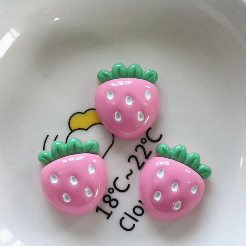 10Pcs New Cute Resin  Mini Cartoon Strawberry Cherry Grape Series Flat Back Parts Embellishments For Hair Bows Accessories