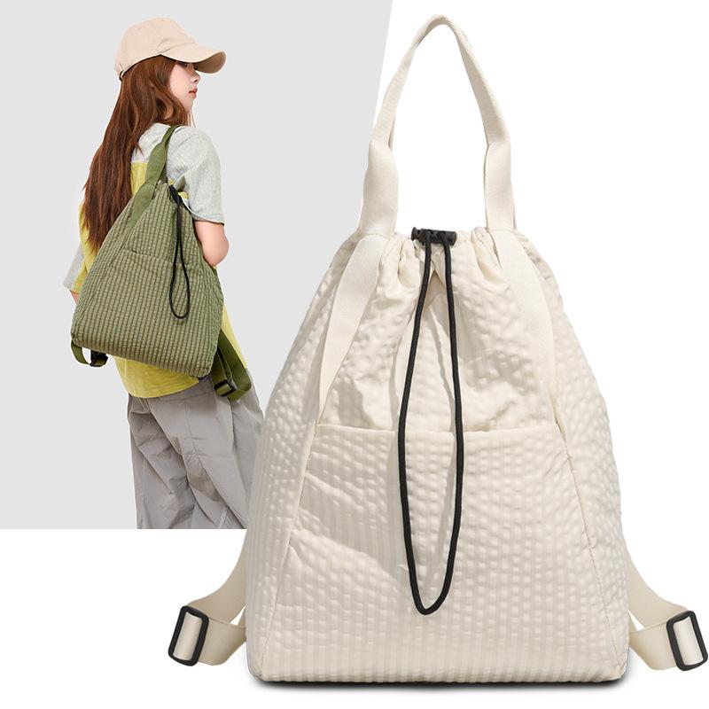 Schoolbag Drawstring Backpack Women's Sports Waterproof Nylon Travel Large Capacity Korean Version Casual High Value Fashion Shoulder Bag