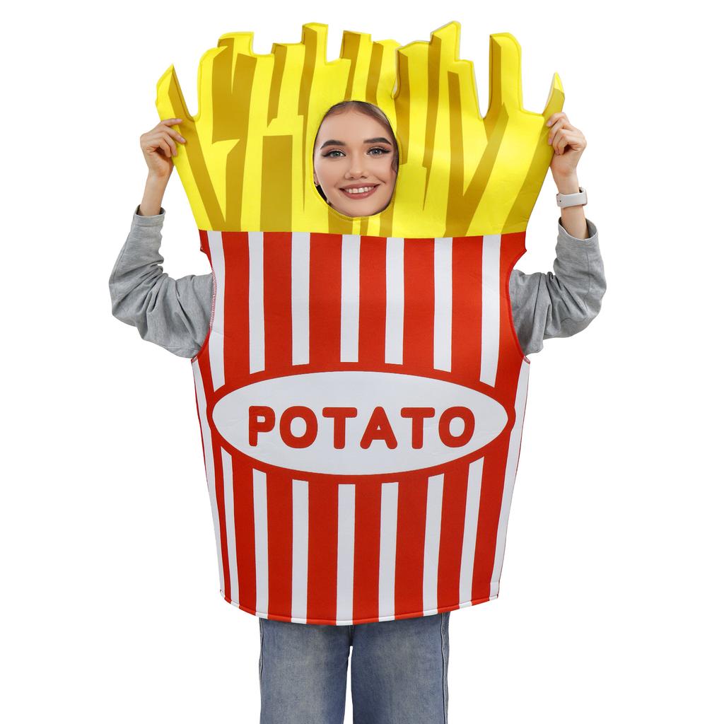 Halloween Party Cosplay Kostüm Ketchup Pommes Frites Anzug für Erwachsene Bühnenauftritt