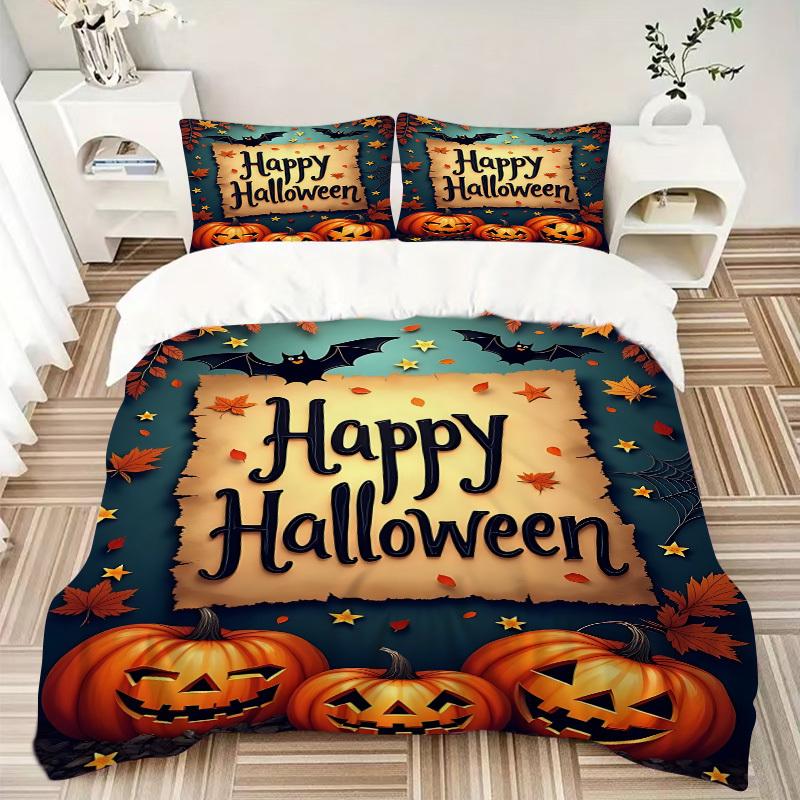 3pcs Halloween Decorations Duvet Cover Set, Cover For Bedroom Guest Room (1 Duvet Cover + 2 Pillowcase, Without Quilt), yy250922230
