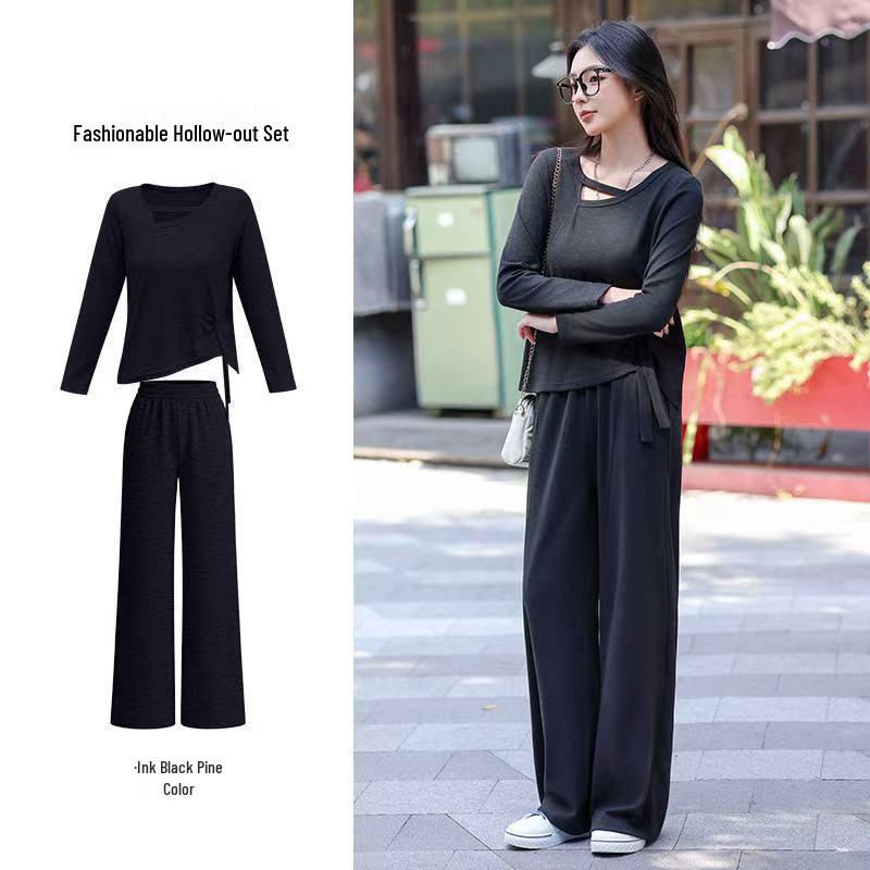 2026 Elegant Women's Suit Set: Long Sleeve & Pants, Loose, Fashionable, Comfortable, Casual, Simple, Breathable
