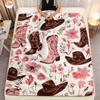 Cowboy Boots and Hat Print Throw Blanket for Sofa, Bed, Office, Travel, Camping, and Cozy Home Gift