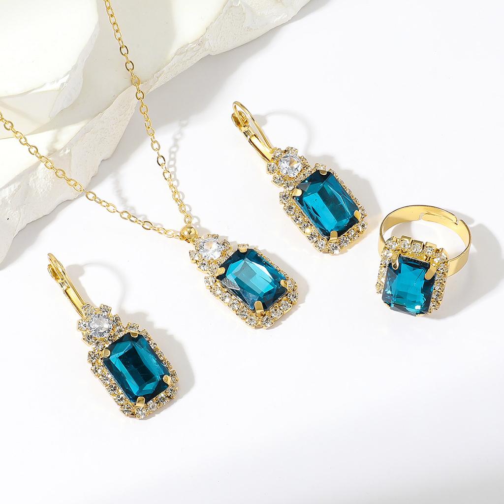 Conjunto de Colar e Brincos de Diamante de Luxo Acessórios para Festa Vestido de Casamento Jantar Corrente de Colar e Brincos de Strass da Moda para Meninas