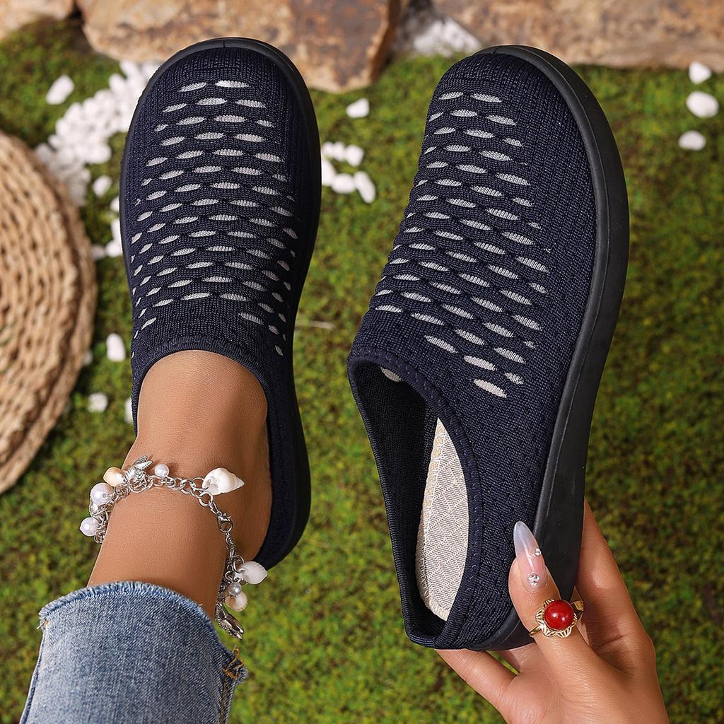 2025 Summer New Women's Shoes Casual Fashion Versatile Half Slippers Shoes Women's Mesh Breathable Foreign Trade Shoes Mother Shoes