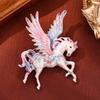 Contemporary Alloy Horse Brooch Avaliable Badge with Big Wing Accent Versatile Clothing Accessory Jewelry