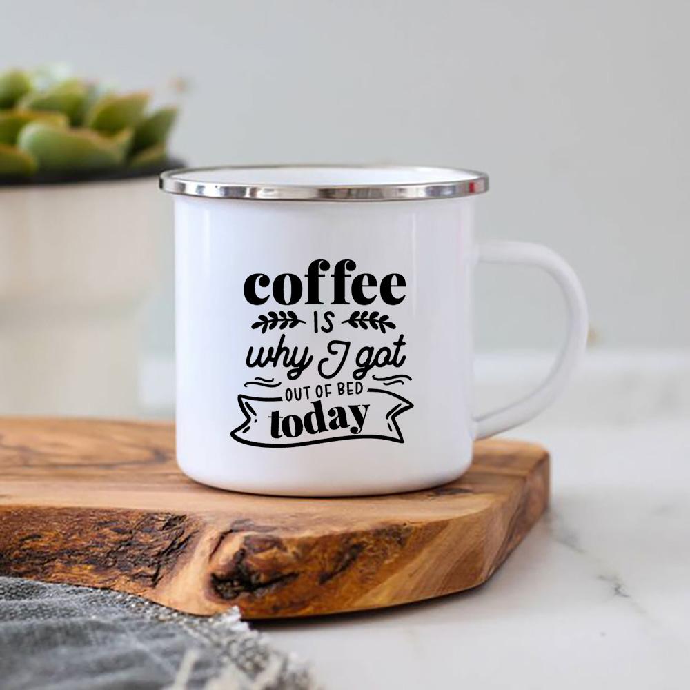 Life Begins After Coffee Print Mugs Creative Enamel Mug Home Office Coffee Tea Cups Camping Bonfire Beer Drink Cocoa Mug Gifts