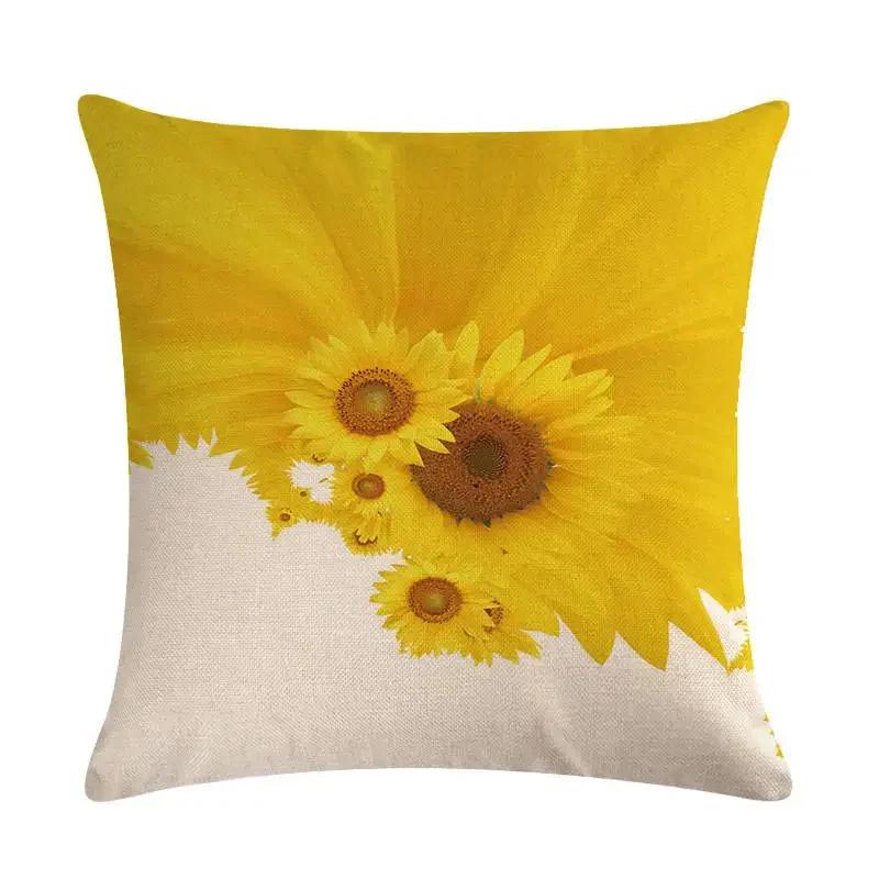 New 45*45Cm Yellow Sunflower Pillowcase Linen Pillowcase Home Sofa Decorative Cushion Cover