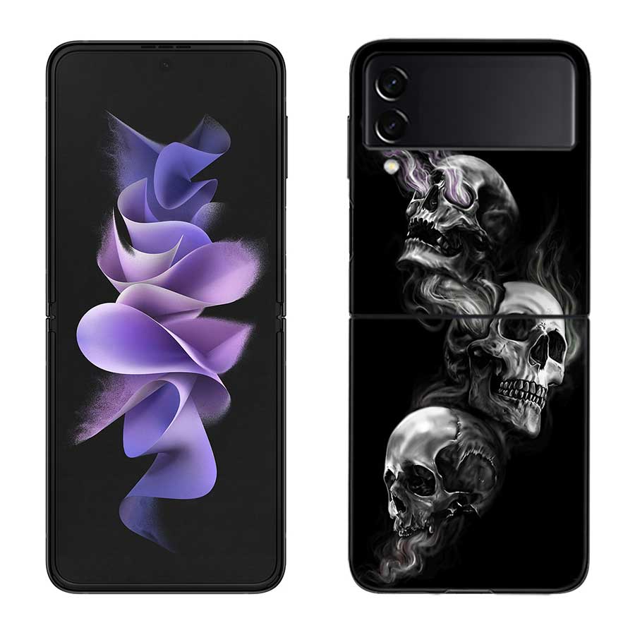 Grim Reaper Skull Skeleton Case for Samsung Galaxy Z Flip 6 Flip 5 4 3 5G Black Cell Phone Cover Samsung Z Flip 5 5G Luxury P