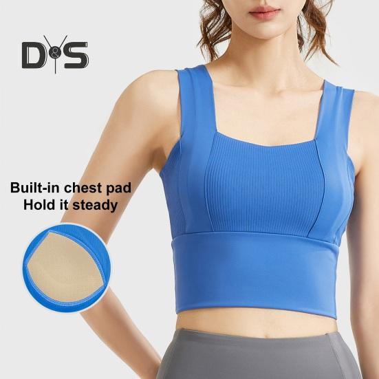 Dámská sportovní podprsenka se čtvercovým výstřihem, polstrovaný cvičební crop top s vestavěnou podprsenkou pro jógu, posilovnu, fitness, běh