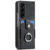D2 Für Samsung Galaxy Z Fold6 5G Hülle Kartenfach Ring Ständer Leder+PC Handyhülle