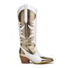 New long cowboy boots thick heel pointed white gold women's western boots