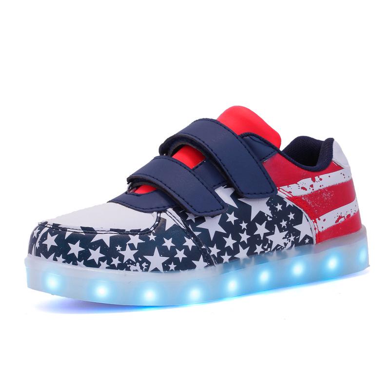 

Size Luminous Sneakers Usb Children Shoe Boy Girl Glowing Sneakers With Luminous Sole Tennis Kids Light Up Shoes Basket 25