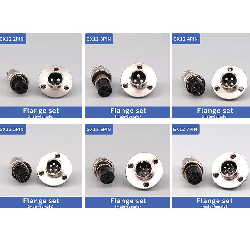 5/10sets GX12 16 20 Flange mounting 3-hole fixing aviation connector plug&socket 2/3/4/5/6/7/8/9/10/12/14pin circular connectors