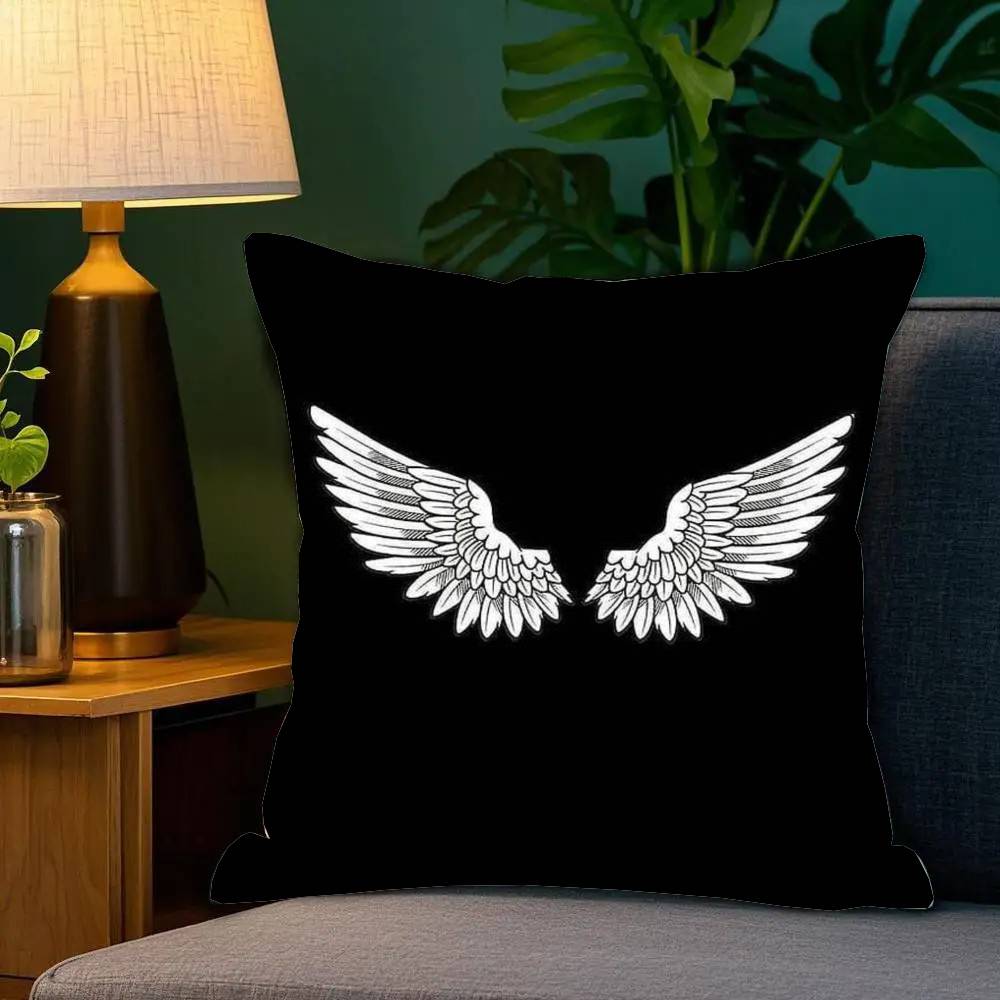 Angel Wings Pillow Case Fashion Square Pillowcase Bedroom Sofa Room Ins Decoration Leisure