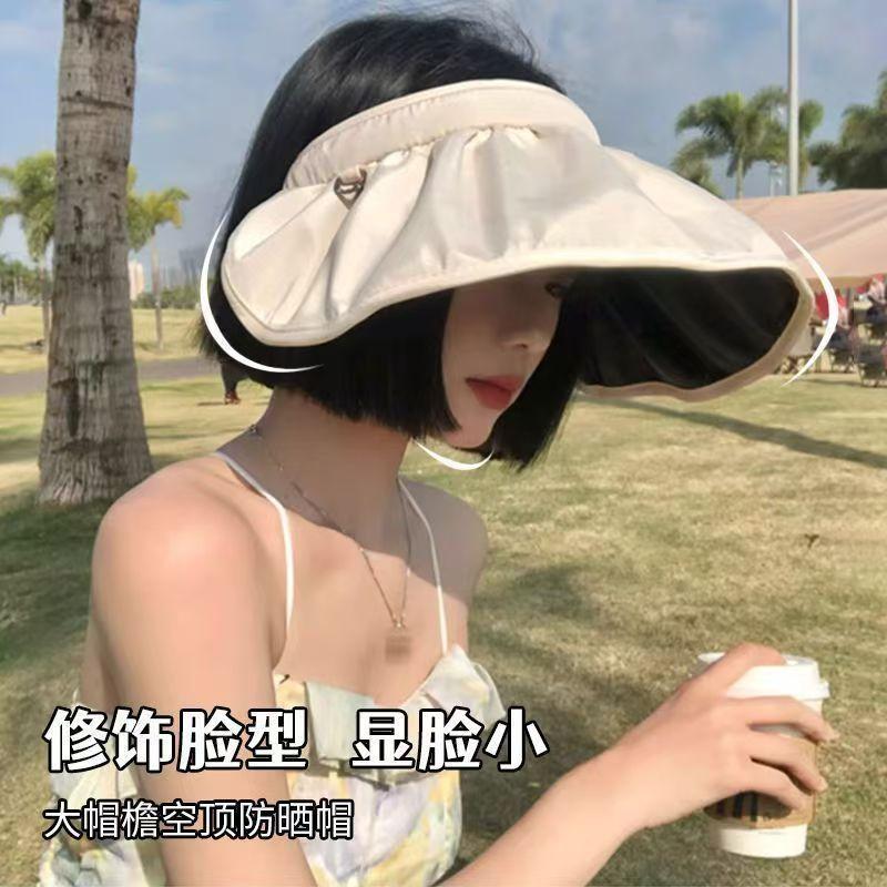 Summer vinyl sunscreen hat women's new sun hat empty top sun hat breathable shell hat beach hat