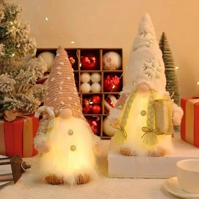 30cm Christmas Doll Elf Gnome with Led Light Christmas Decorations for Home Xmas Navidad New Year 2024 Children's Gifts