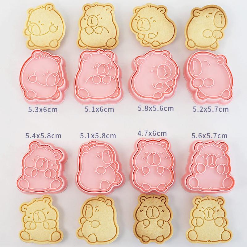 8Pcs/Set Cat Cookie Cutters Plastic 3D Cartoon Pressable Biscuit Mold Cookie Stamp Kitchen Baking Pastry Bakeware Tool