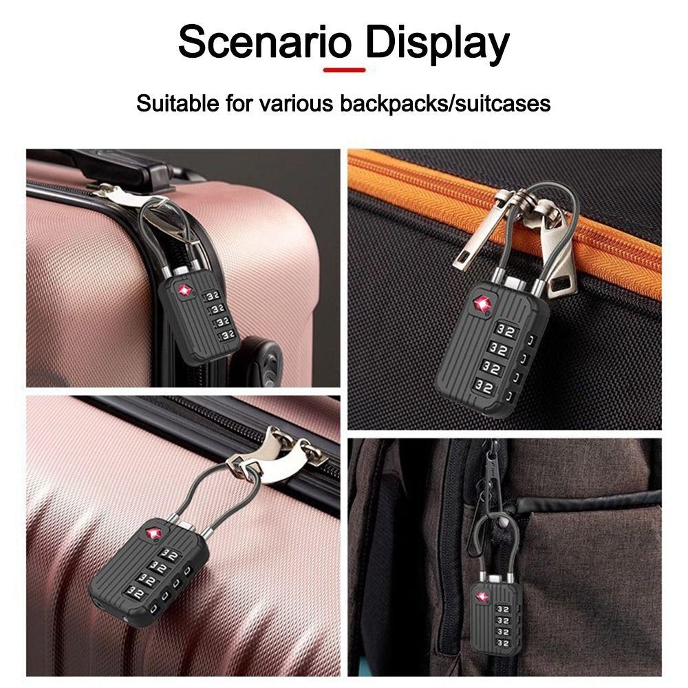 TSA 4 Digit Combination Lock Anti-theft Security Tool Suitcase Luggage Coded Lock Zinc Alloy Wire Rope Padlock for Travel
