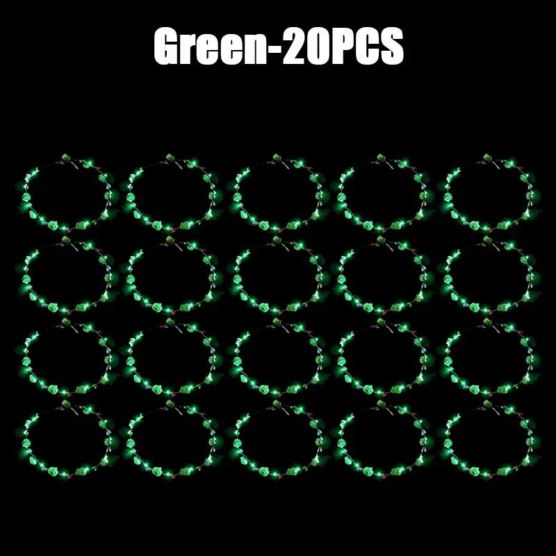 60 Adet Çiçek Çelenk Parlayan 10 LED'li Başlık Çelenk Taç Çiçekli Saç Bandı Parlayan Çelenk Düğün Partisi Noel Çelengi İçin