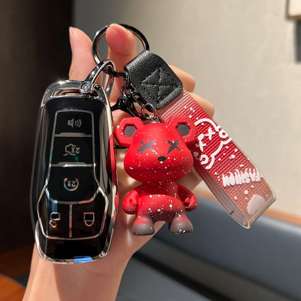 TPU Shell Fob Holder Keychain For Ford Fusion Mondeo Mustang F 150 Explorer Edge 2015 2016 2017 2018 Car Remote Key Case Cover