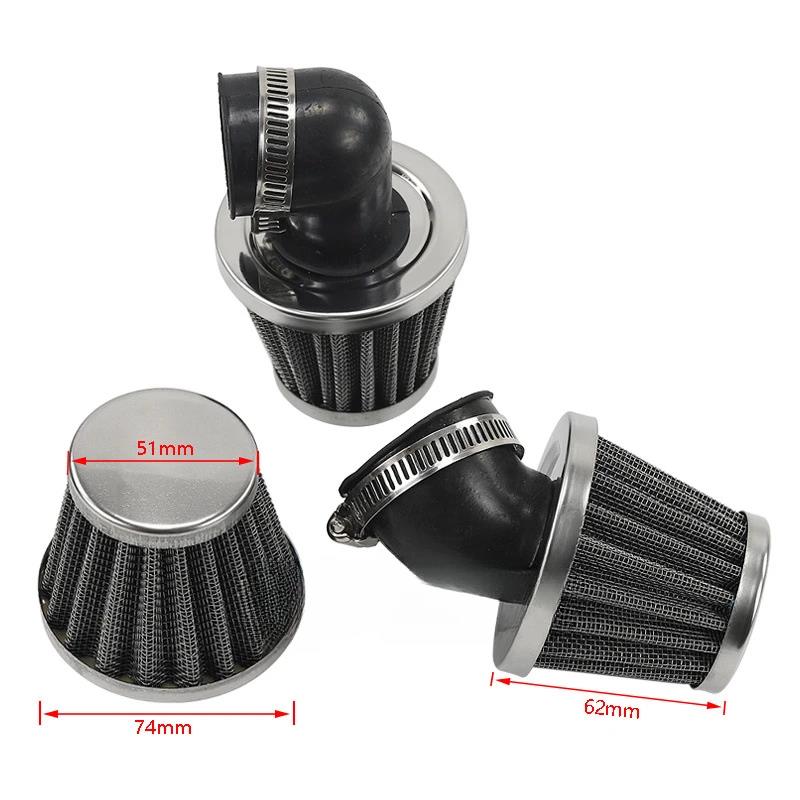 Motorcycle Scooter Air Filter 35mm 38mm 42mm 45mm 48mm 50mm Bend Elbow Neck Motor Air Filter Cleaner for 50cc 110cc 125cc 140cc Air Filters 7