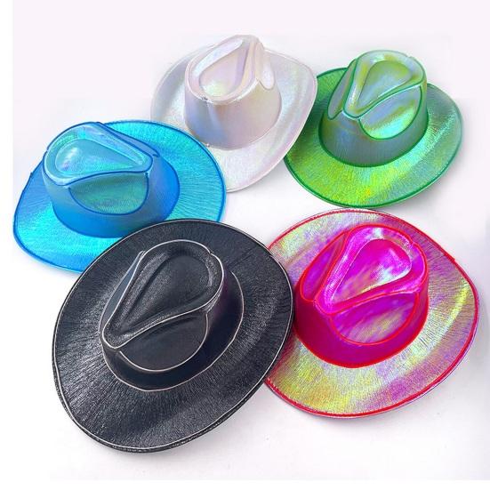 Cowgirl Hat Wireless Disco Luminous Colorful LED Glowing Light Bar Cap Unisex Hip Hop Style Bachelorette Party Supplies Flashing
