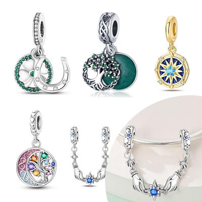 Plated 925 Silver Youth Four-leaf Clover Charms Fit 925 Charms Bracelet Beads Jewelry Gifts for Women