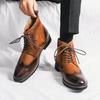 Plus Size Men's Autumn/Winter Leather Chelsea Boots - British Style High-Top Fashion
