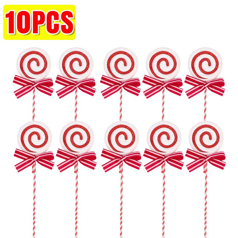 Christmas Lollipop Ornaments Plastic Glittery Candy Cane Xmas Tree Hanging Pendants Home Party Festival New Year Decors Gifts